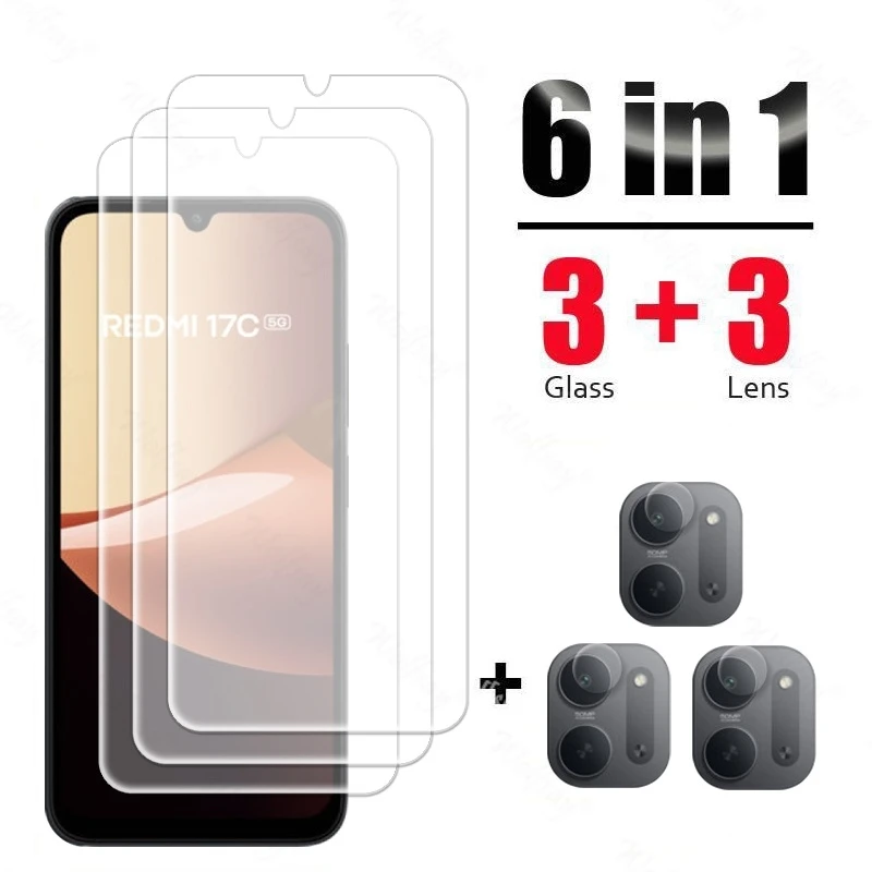 Защитное стекло для Xiaomi Redmi 17C, закаленное стекло с олеофобным покрытием, защитная пленка для экрана и камеры Redmi 17C 5G.