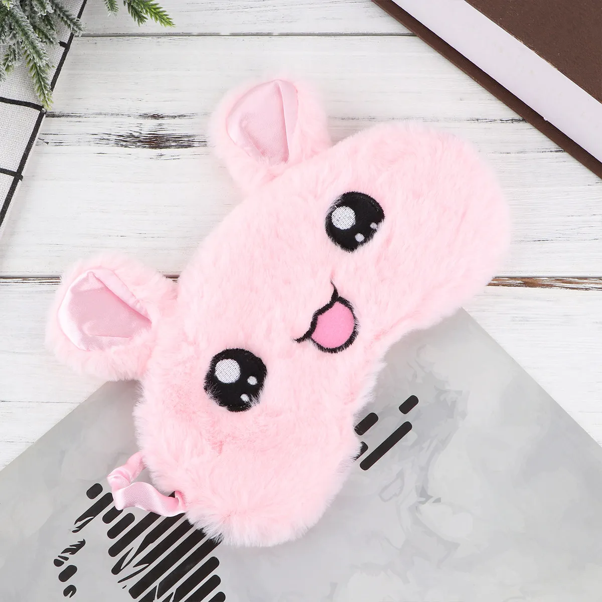 1Pcs White Rabbit Sleep Mask Comfortable Elastic Eye Cover Light Breathable Night Blindfold Rapid Sleep Relaxation Suitable