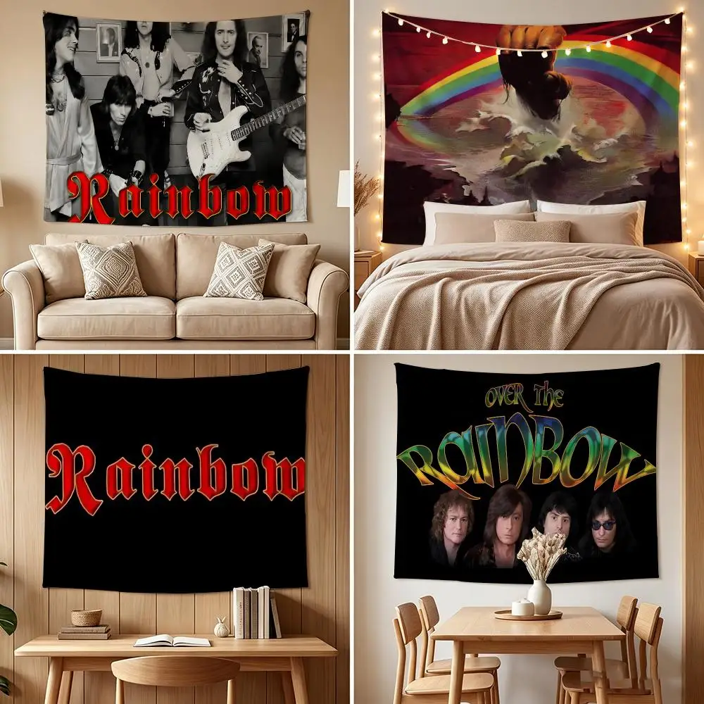 R-Rainbows Band Party Tapestry Custom Living Bedroom Party Dormitory Interior Wall Bohemian Decoration Attached Clip