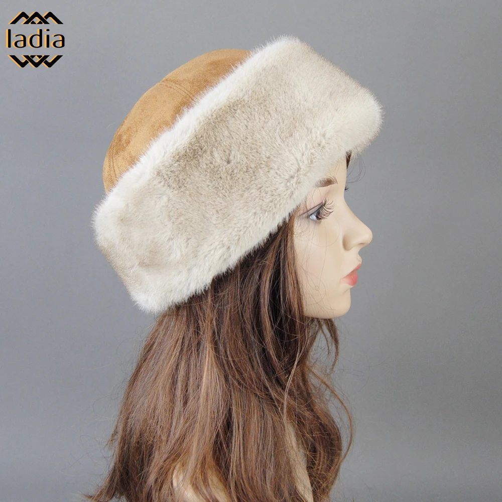 Ushanka Hat New False Brand Caps False Mink Fur Hats For Women Warm Russian Winter Hat For Women Luxurious False Mink Fur Cap