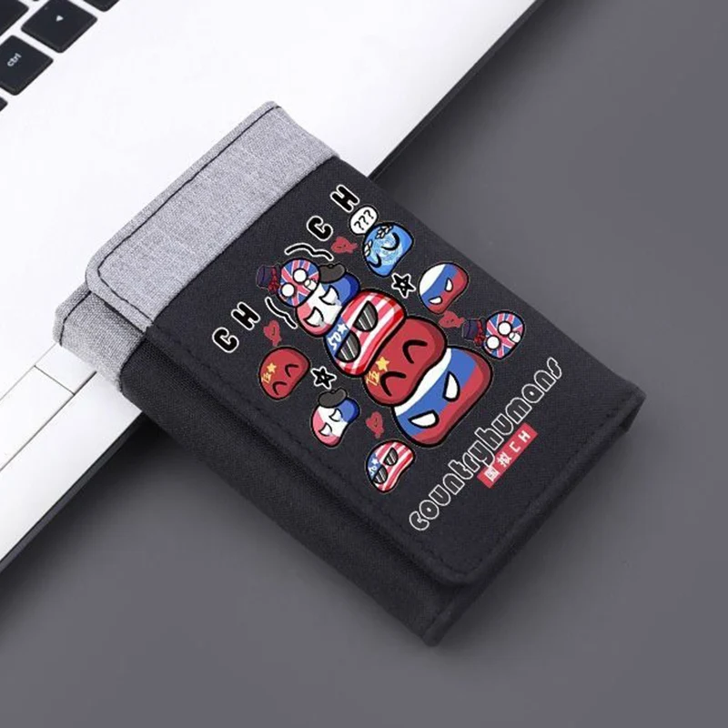 

CountryHumans Country Humans Canvas Anime Wallet for Student Boy Girl Tri-Fold RFID Blocking Mini Purse Short Money Clip Cute