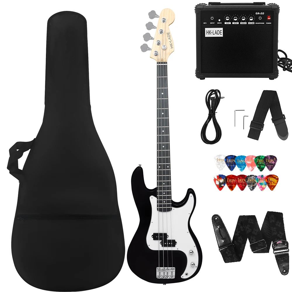 

Electric Bass Guitar 4 Strings 20 Frets Electric Bass Set Rosewood Fingerboard Maple Neck Electric Bass with Amplifier Strap ﻿