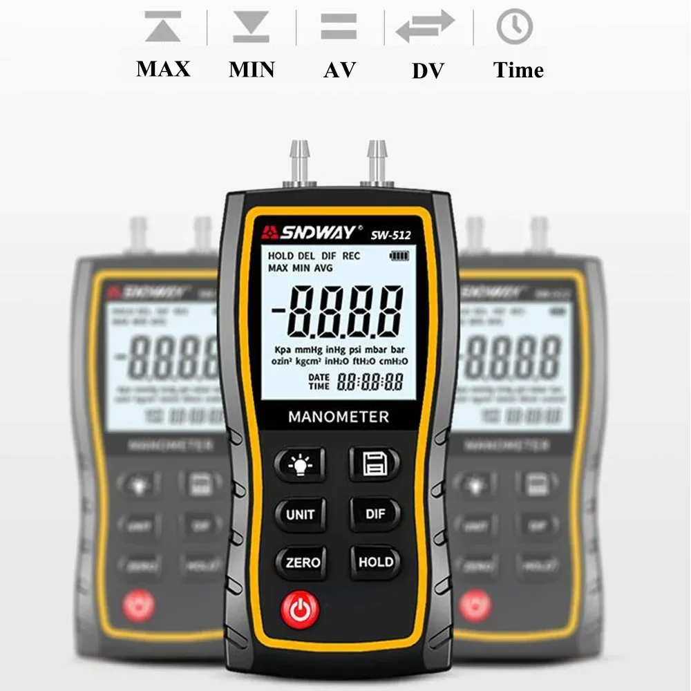 SNDWAY Pressure Gauge Hand-held Air Pressure Gauges Negative Vacuum Digital Manometer