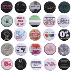 44mm Tinplate Soft Button Pin Protect Trans Kids Slogan Brooch For Clothes Bag Creative Metal Jewelry Gift Lapel Pin Badge 2023