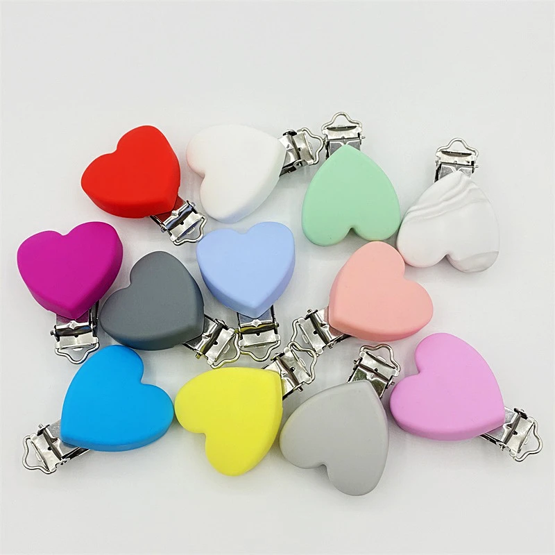 5/10Pcs Silicone Clips Round Heart Shaped Dummy Holder Baby Pacifier Clips For Jewelry Making DIY Pacifier Chain Accessories