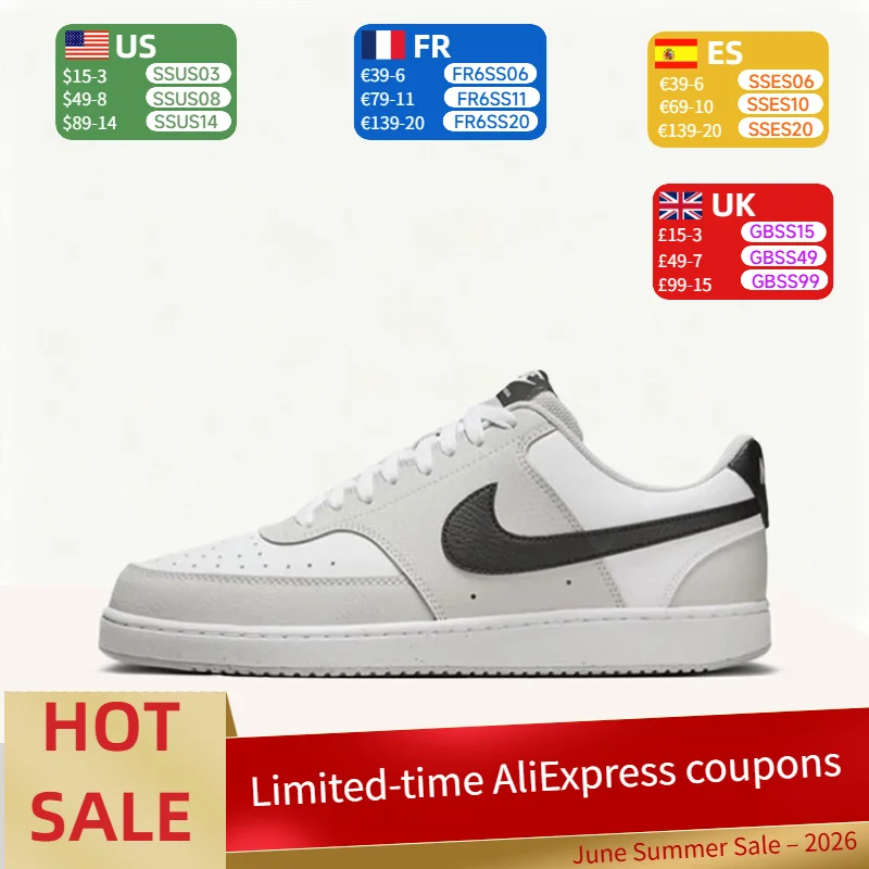

Nike Court Vision Low Men's Fashionable Comfortable Thin Slip-Resistant Durable Low-Top Skate Shoes Gray/White HV0927-097
