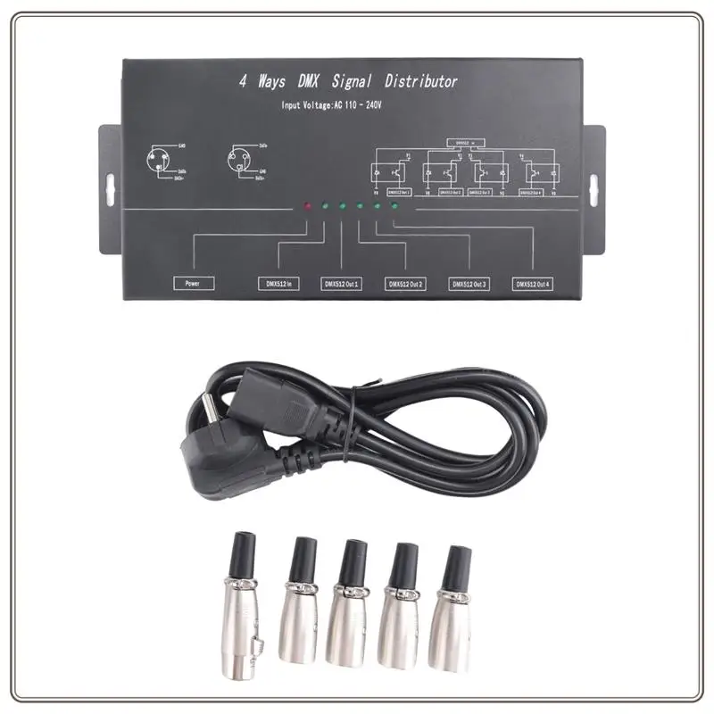 موثوق-DMX512 مكبر للصوت الفاصل DMX512 مكرر الإشارة 1CH DMX121 4CH 4 منافذ الإخراج DMX124 موزع الإشارة ، AC100V-240V ، D