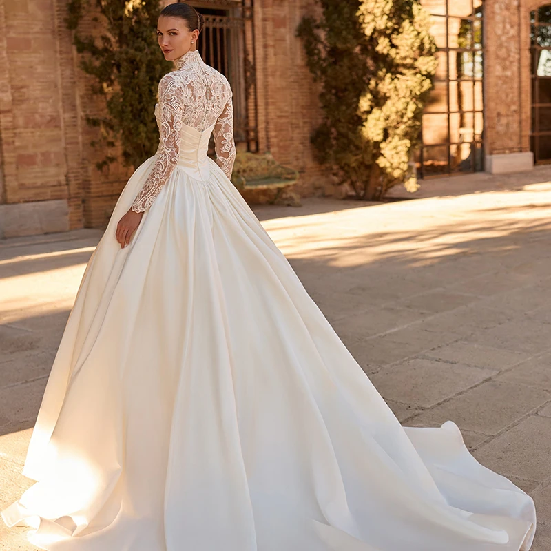 Eightree White A-Line Wedding Dresses 2 Pieces Lace Sweetheart Bridal Dress Princess Satin Wedding Ball Prom Gowns Customized