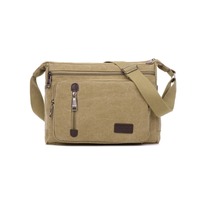 Canvas Shoulder Bag Bottle Men Women Casual Simple Fashion Retro Crossbody Cross Square Multi Layered