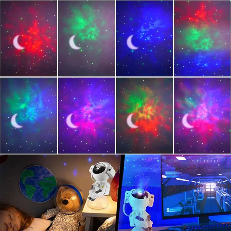 Imagem -06 - Usb Astronaut Galaxy Projetor Led Starry Night Light Aurora Dinâmica Wall Decor Lâmpada Ambiente do Quarto App Bluetooth ir Remote Presente