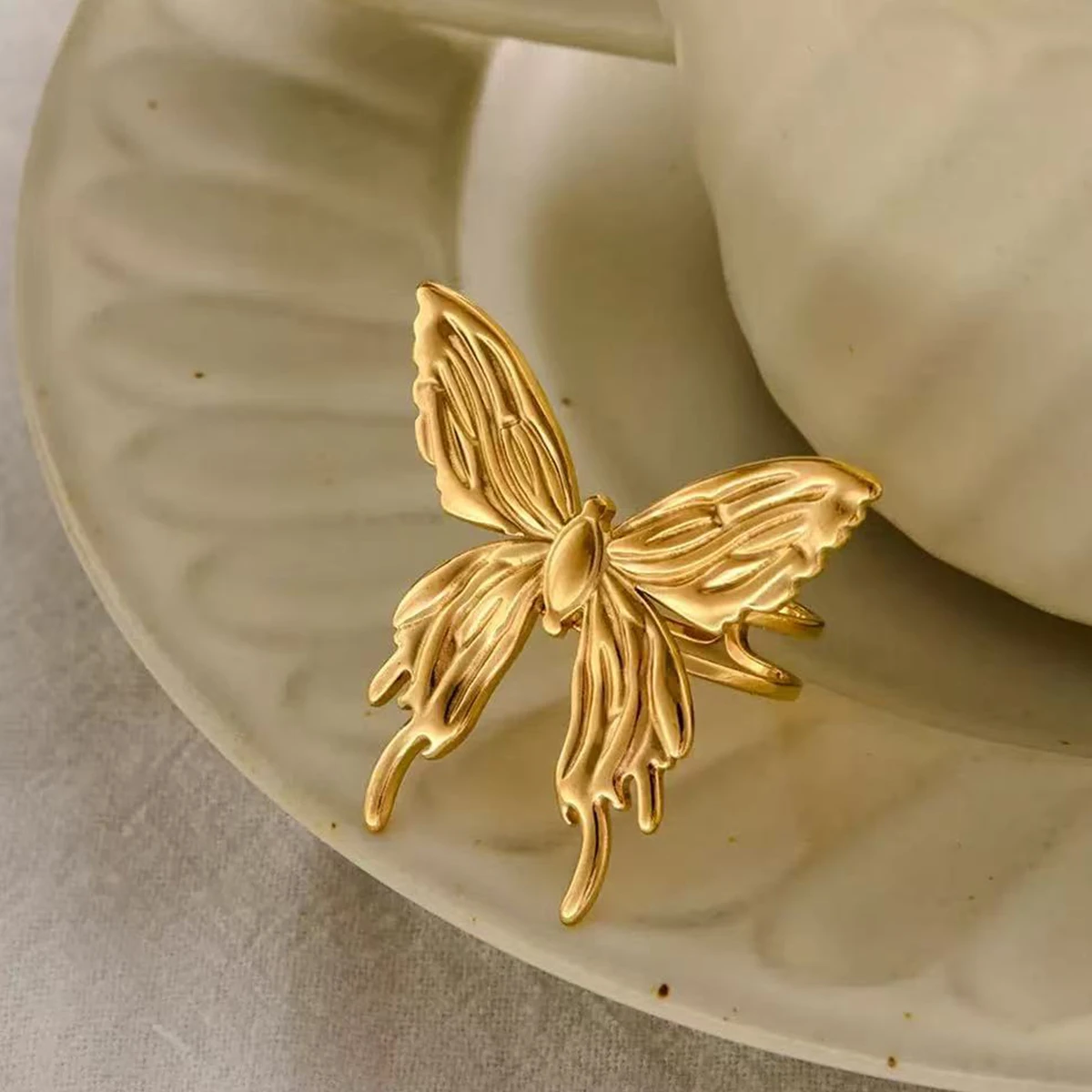 

Stainl Steel Titanium Steel Open Ring Women's High-End Geometric Non-Fading Faion Jewelry Accory