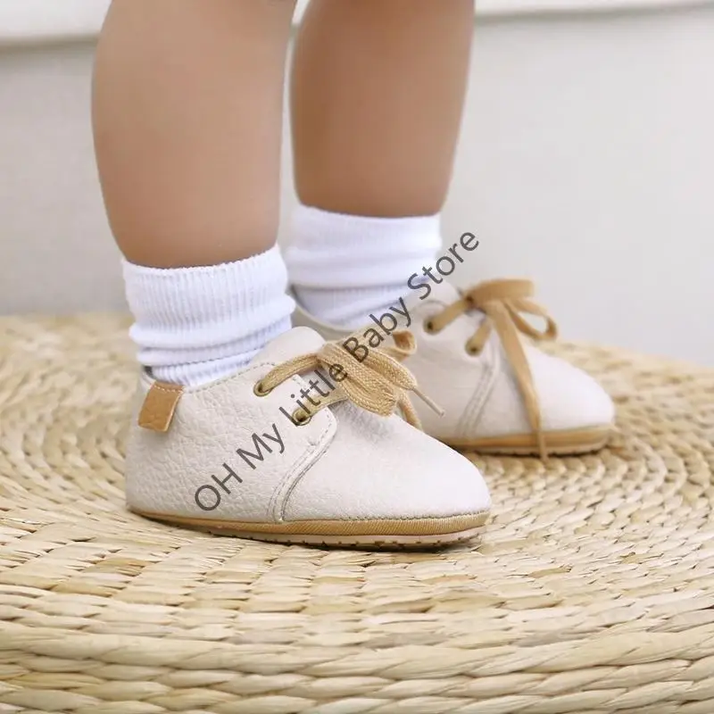 أحذية M76C للأطفال مضادة للانزلاق من عمر 0 إلى 12 شهرًا ونعل مطاطي للرضع أحذية ناعمة أحذية برباط للربيع #5