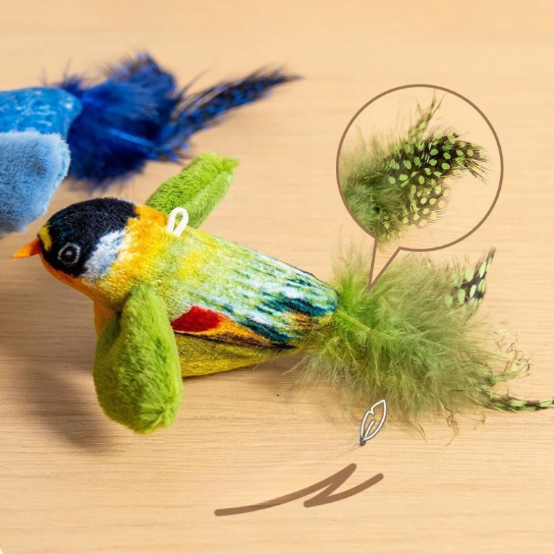 Self-hilarity Wall Hanging Birds Cat Toy Indoor Interactive Birds for Cat Chasing Teasing Toy Sounding Catnip Cat Teaser