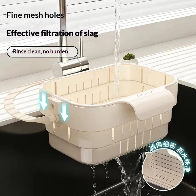 Foldable Sink Strainer Basket Hanging Faucet Colander Detachable Food Residue Filter Basket Kitchen Storage Gadget view 3