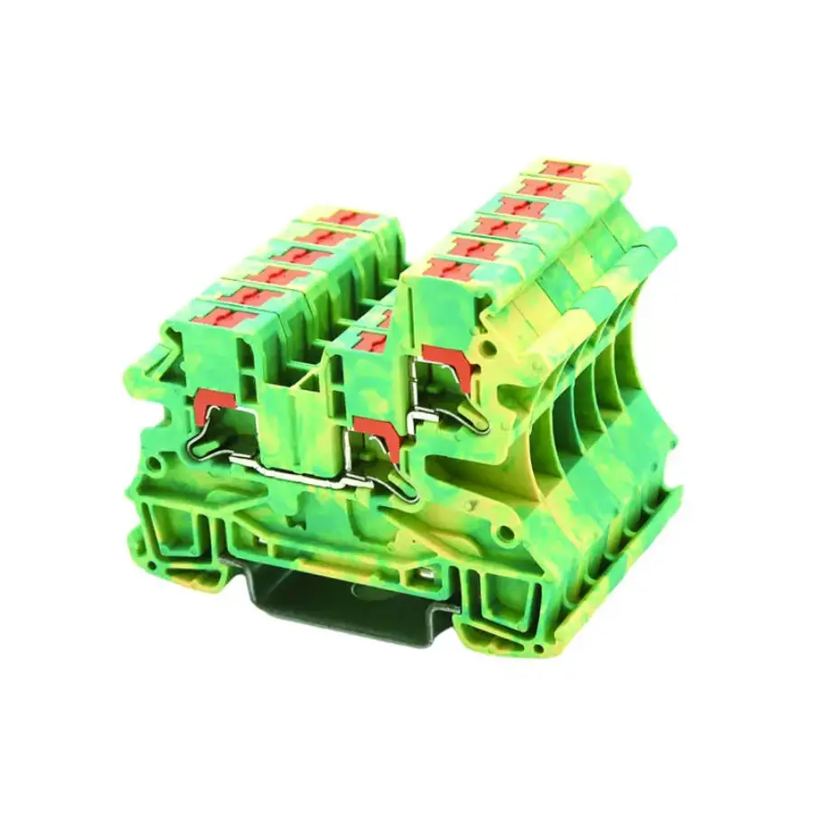 

60pcs PTV4-TWIN-PE 4m㎡ Side Contact Push-in(one in two out) Spring Connection Din Rail Terminal Block Approved by U/L CE RoHS