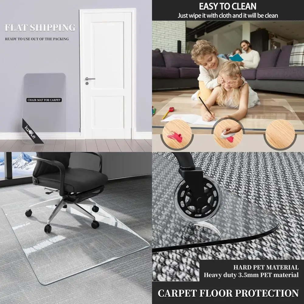 

Сверхмощный прозрачный пластиковый коврик для стула, 32x48, для ковровых полов, легко защищает и рулоны