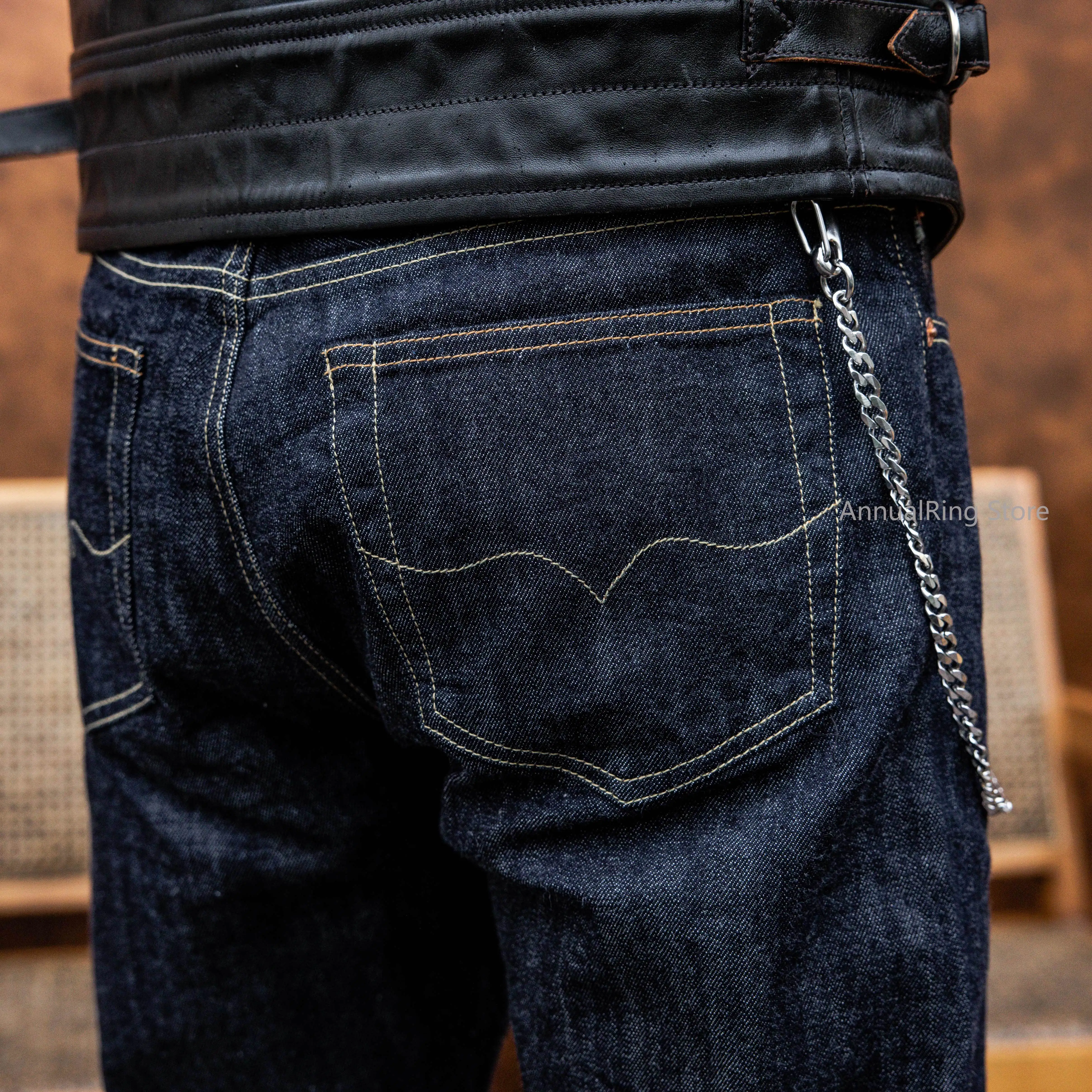 جينز أحمر تورنادو أمريكي Selvedge من قماش الدنيم للرجال صيفي SD107 جينز خام من قماش الدنيم 11 أونصة سروال مستقيم نحيف