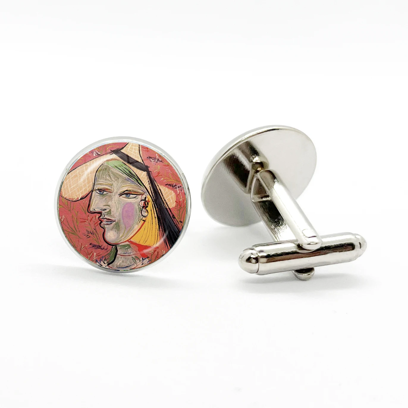 1 Pair Cufflinks Pablo Picasso Abstract Art Painting Pattern Simple Men\'s Jewelry Suit Accessories Artist Father\'s Day Gift