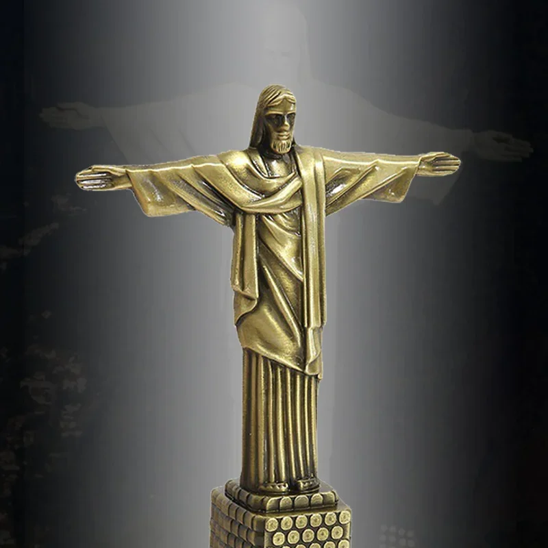 Jesus Figurine Brazil Christ the Redeemer Featured Statue Desk Sculpture Metal Crafts Big Ben World Famous Building Home Decor