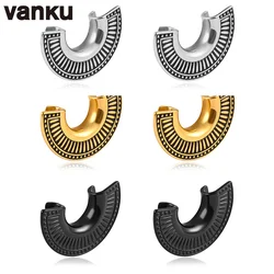 Vanku 2PCS Stainless Steel Fan-Shaped Saddle Tunnels Plugs Piercing Stretchers Fashion Body Piercing Jewelry Expander For Women