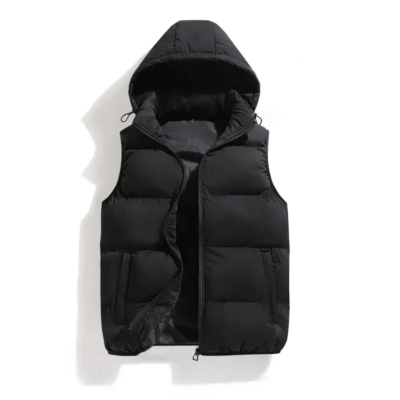 

Men Warm Detachable Hat Outwear Vest Jacket Men Fashion Autumn Winter Thicken Cotton Waistcoat Sleeveless Vests Jacket Coat