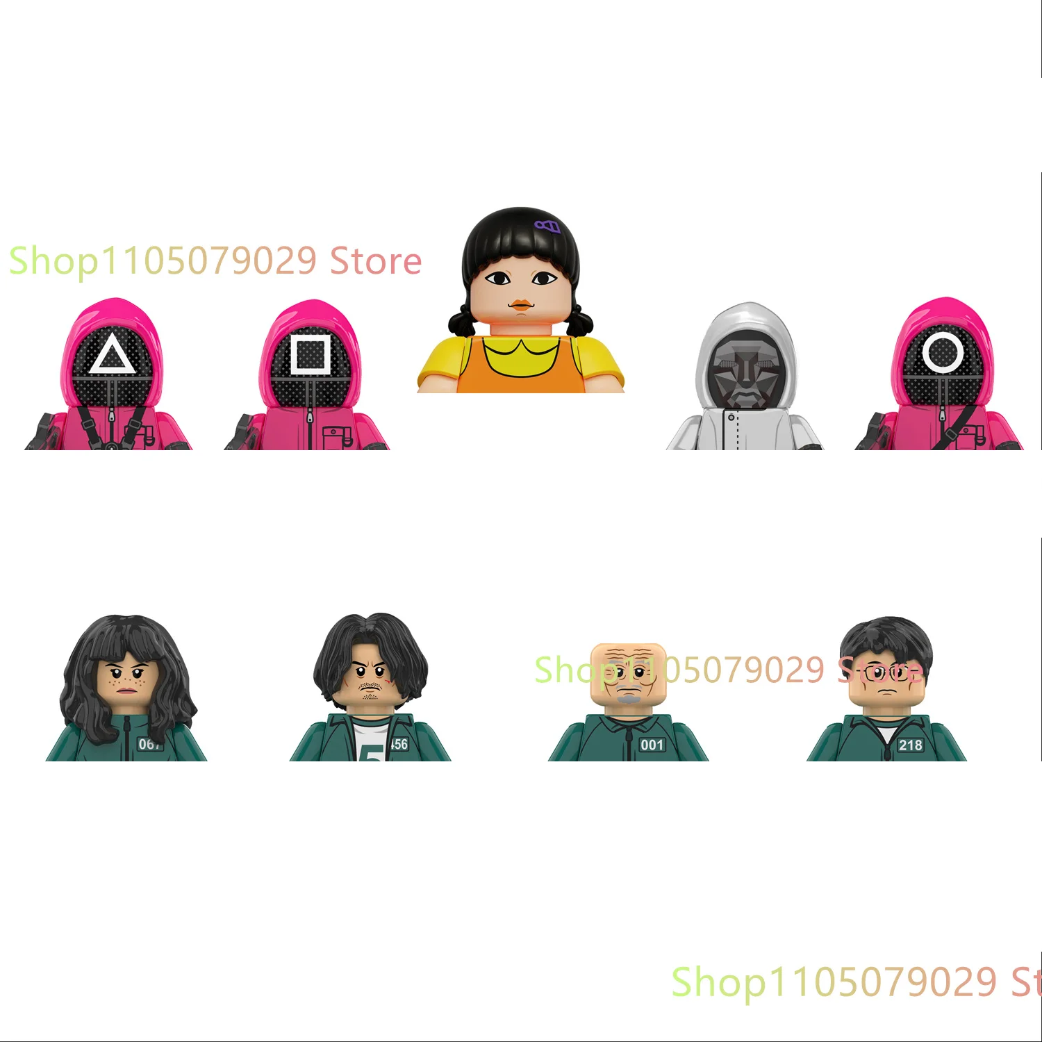 New Squid Game3 Anime Cartoon TV Mattoni Bambole giocattolo Figure Building Blocks Assemblare giocattoli Modello Bambini Regali di Natale