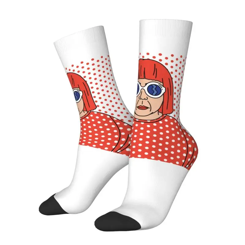 Custom Yayoi Kusama Self Portrait Mens Crew Socks Unisex Kawaii 3D Printed Dress Socks