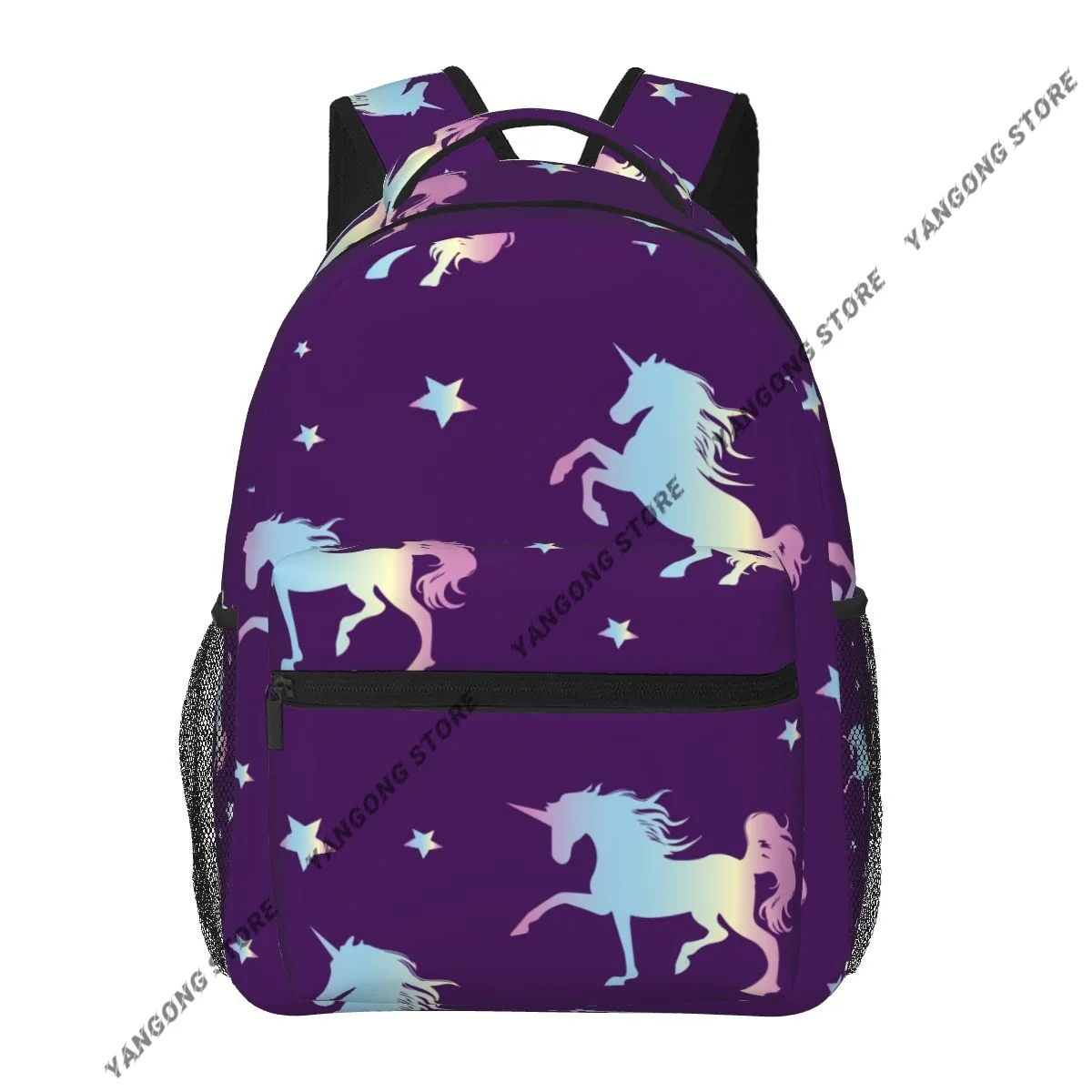Backpack Casual Travel Bag Holographic Magic Unicorn With Stars Purple School Bag Fashion Shoulder Bag For Teenage Girl Bagpack