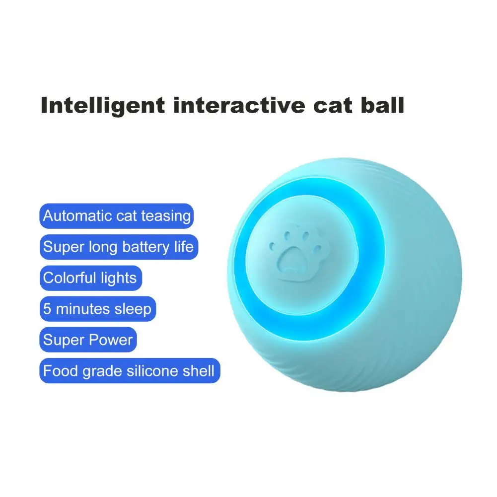 Teasing Cat Toy Usb Rechargeable Cat Toy Ball with Led Light Self-moving Rotatable Rolling for Indoor Cats Fun Gift for Kitten