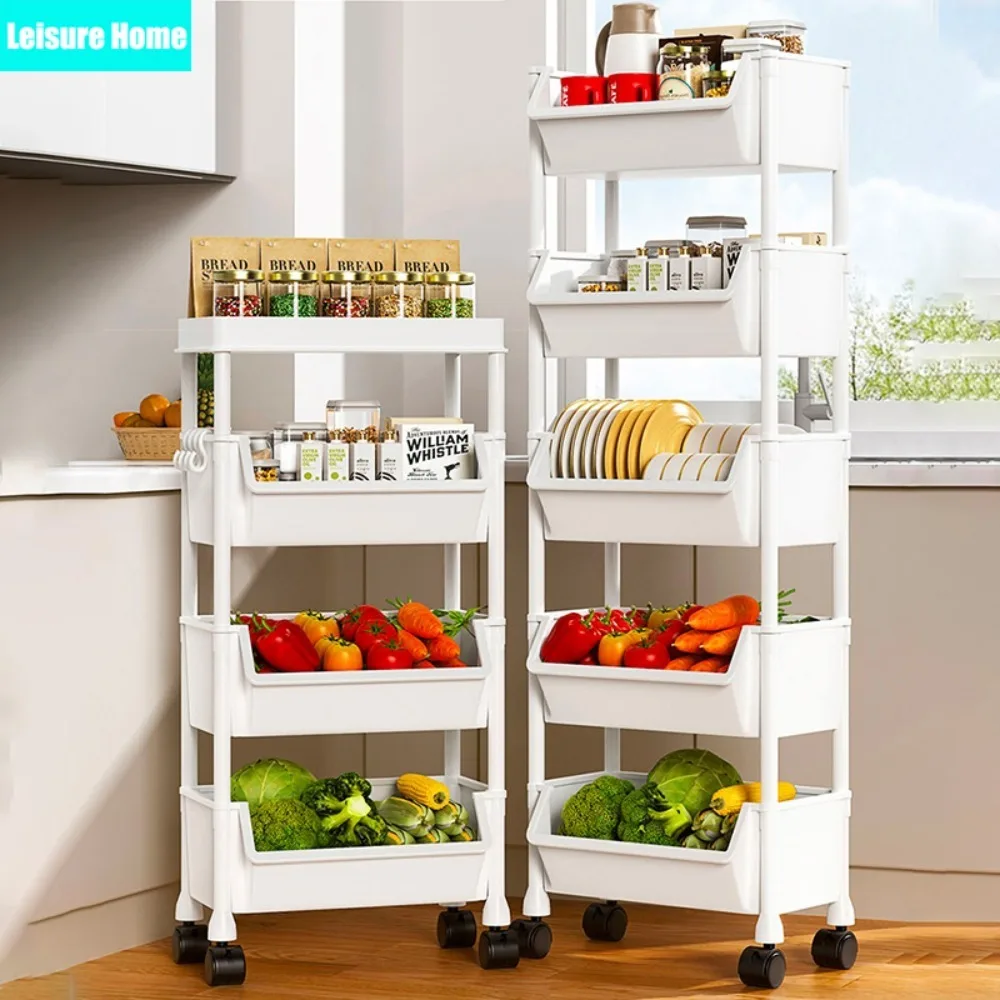 LH Trolley Kitchen Storage Rack Large Multifunctional Multi-layer Save Space Mobile Kitchen Gap Organizer Rack with Wheels