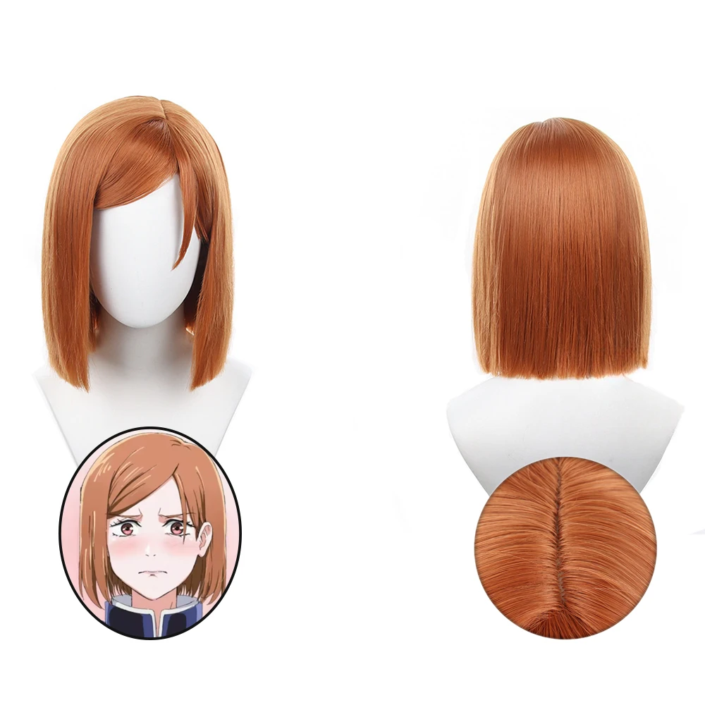 Nobara Kugisaki Cosplay Wig 35cm Heat Resistant Synthetic Hair Wig For Halloween Party Nobara Kugisaki Role Play