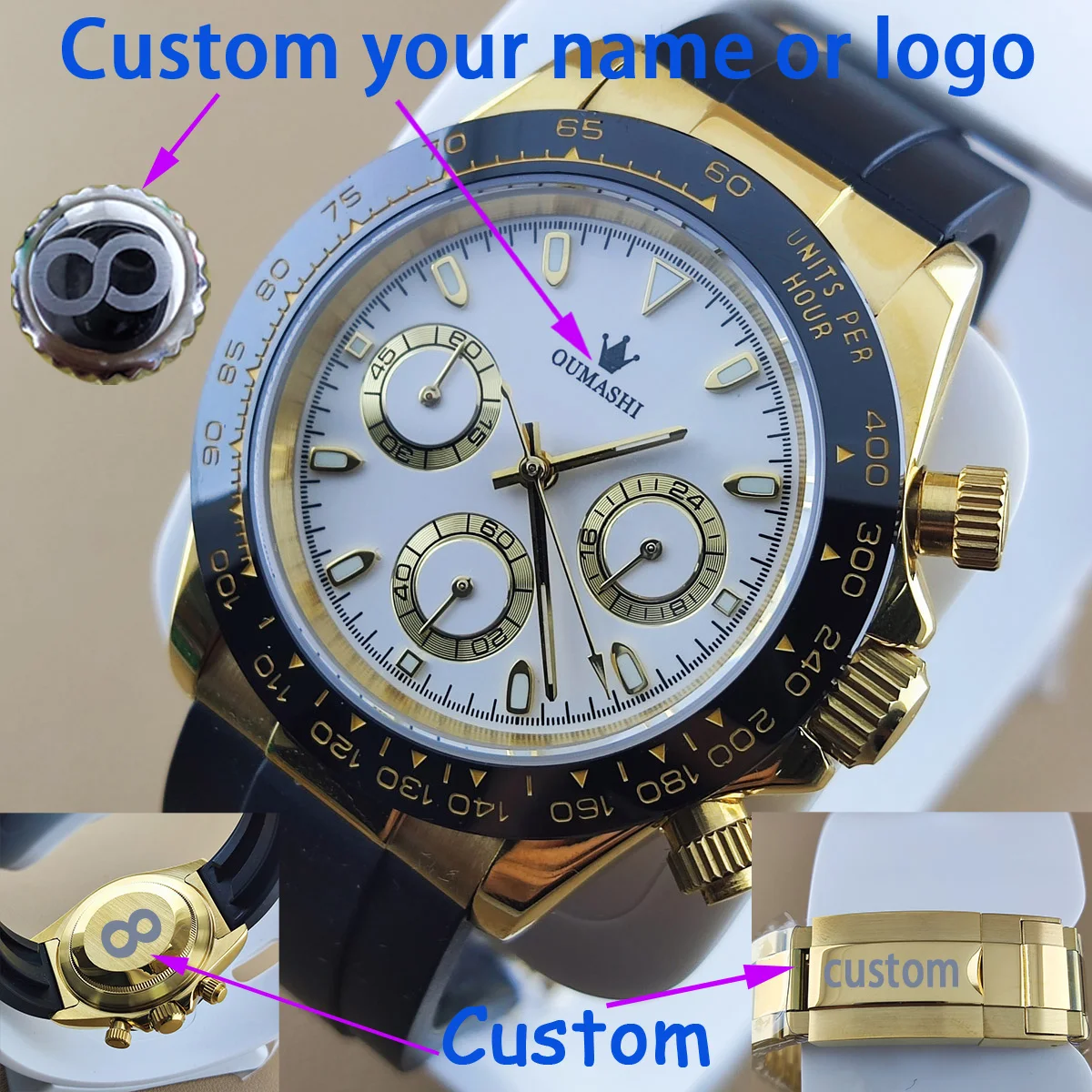 40mm New Men\'s Quartz Watches Sapphire Luxury Chronograph Stainless Steel Waterproof Men\'s Watch vk63 movement nh36 nh35 case 16