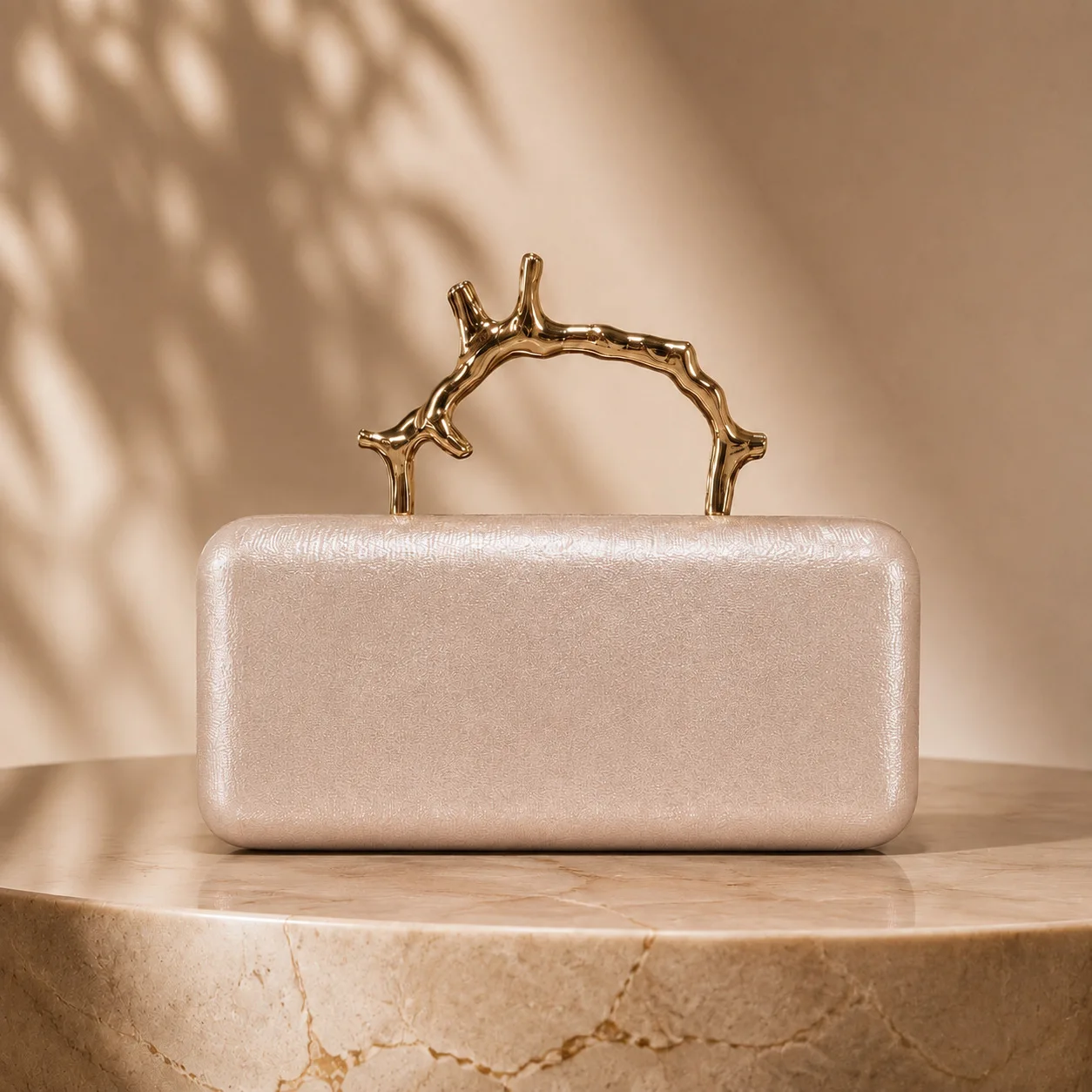 Light luxury metal branches portable dinner bag women's high-end leather wedding bridesmaid gift box bag