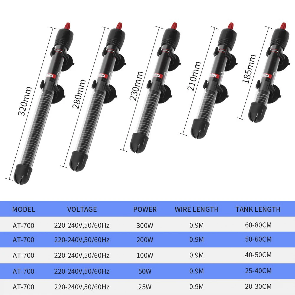 

1Pc 220v-240v Automatic Temperature Thermostat Heater Rod 25W/ 50W/ 100W/ 200W/ 300W Submersible Aquarium Fish Tank Water Heat