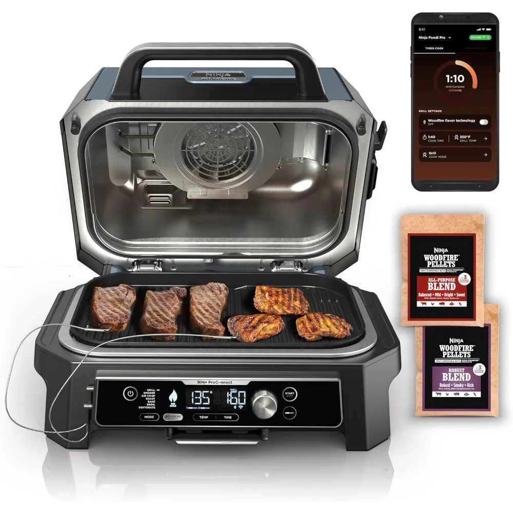 Og951 woodfire pro connect premium xl outdoor grill & raucher, bluetooth, app aktiviert, 7-in-1 master grill, bbq rauch