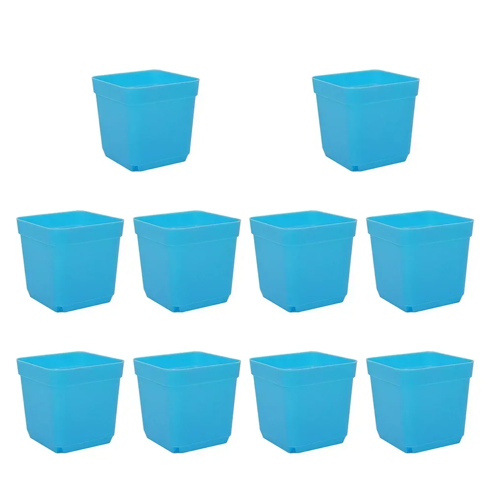 10Pcs Plastic Square Nursery Flower Pots & Planters With Tray For Plant Transplant Flower Home Decor Gardening Accesorries