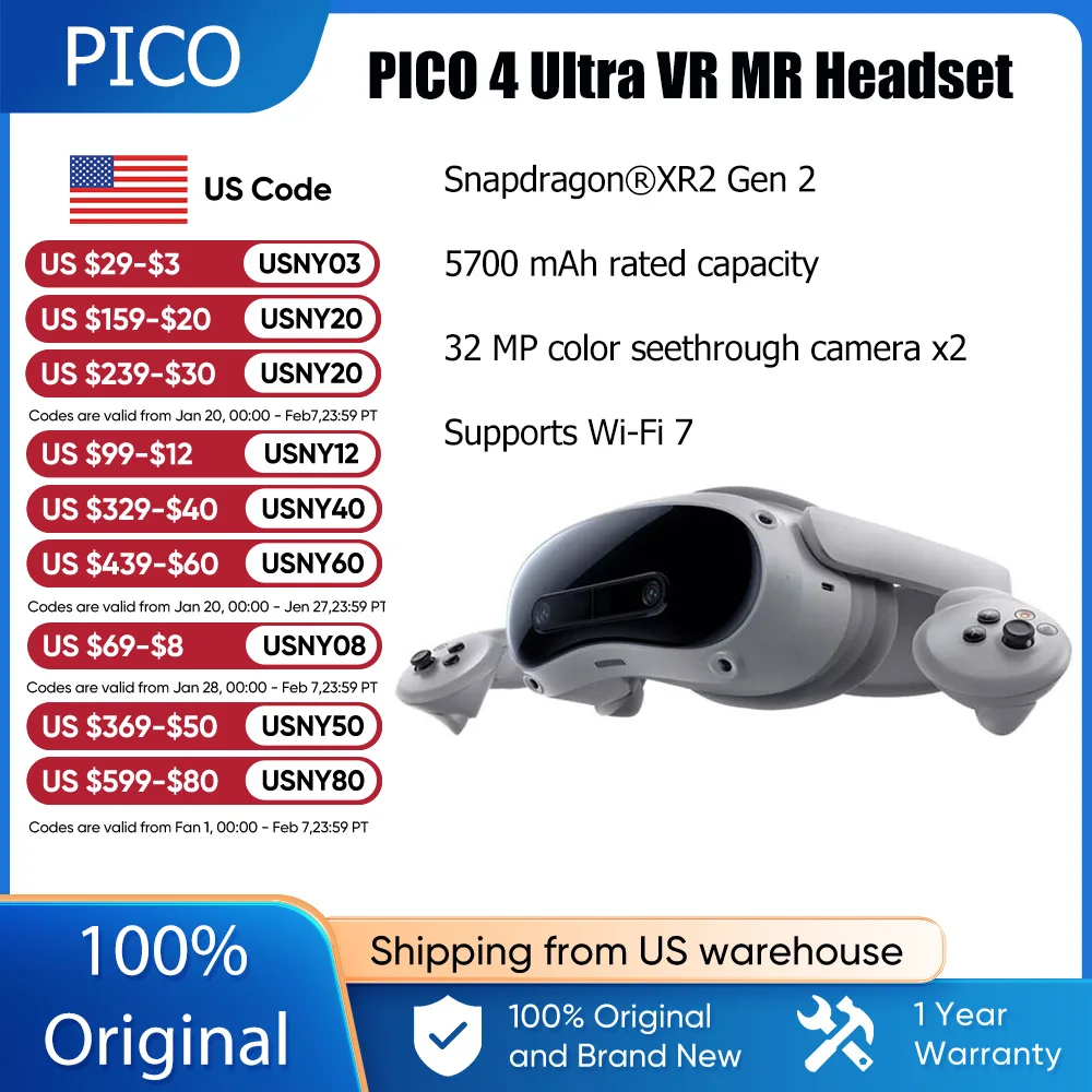 

Original PICO 4 Ultra VR MR Headset 3D Wireless VR Glasses 6DOF Virtual Reality 4K Display Virtual Reality VR 3D Science Fiction