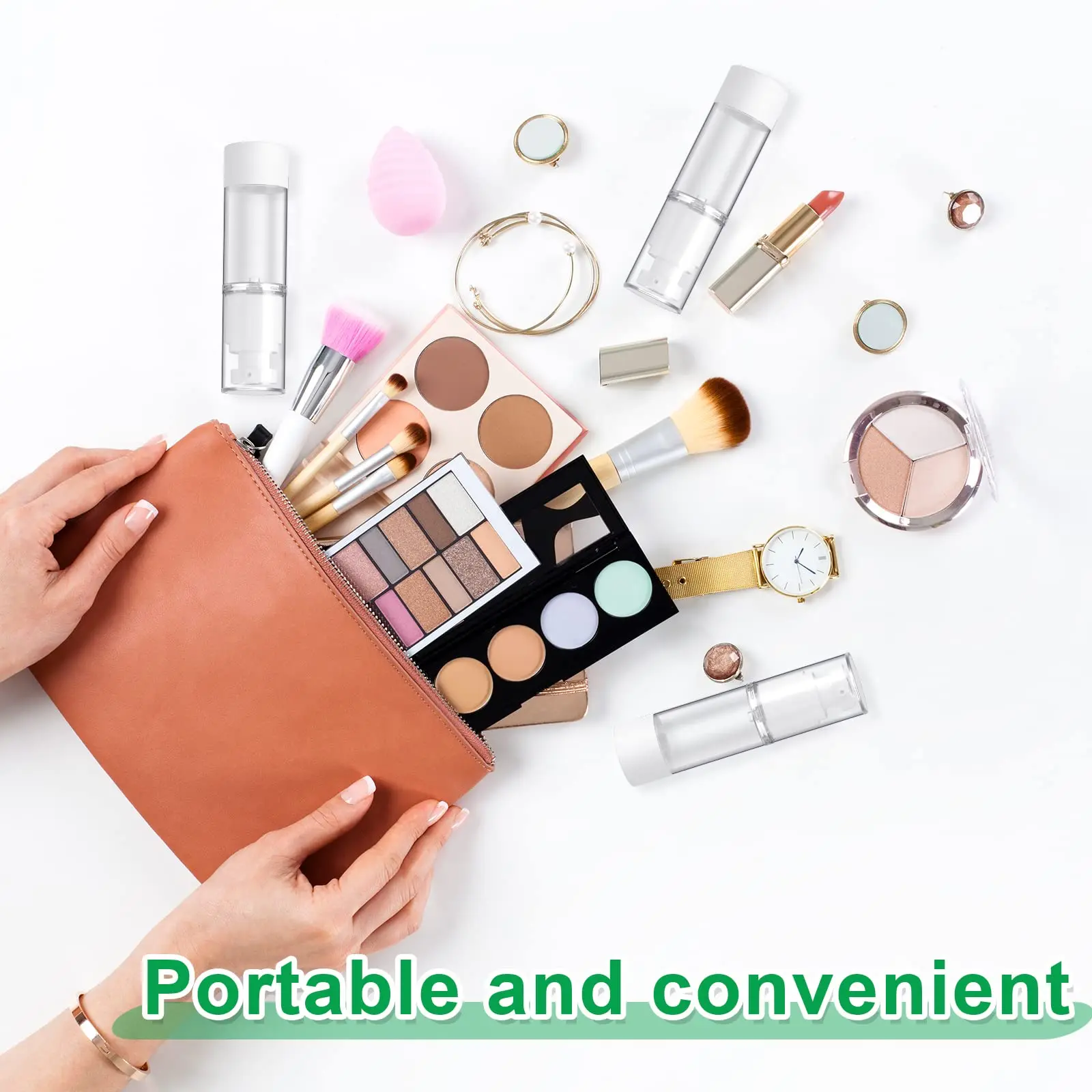 12 Pcs Clear Airless Pump Bottles Refillable Cosmetic Travel Dispenser Vacuum Plastic Travel Bottles Empty Lotion Pump Dispenser