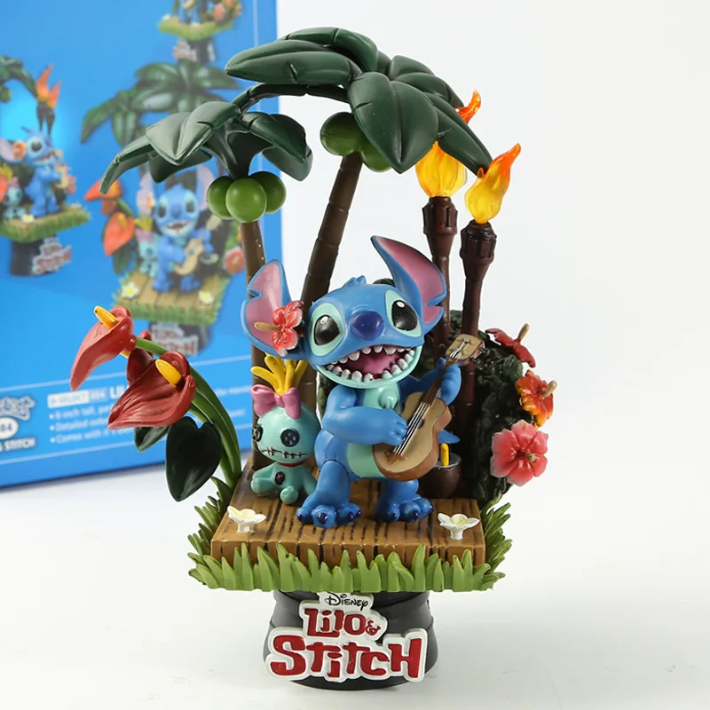 Beast Kingdom Lilo and Stitch Toys Stitch and Scrump Hawaii Holiday Time D-Select 004 PVC Action Figure Collectible Model Dolls