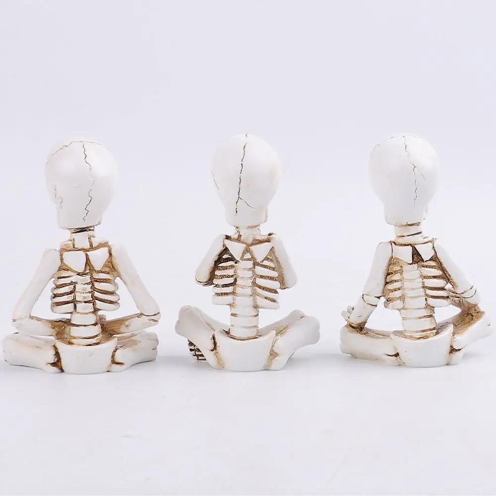 Sitting Skeleton Desk Ornament Small Skull Home Decor Resin Sculpture Crafts Gift Halloween Ornaments