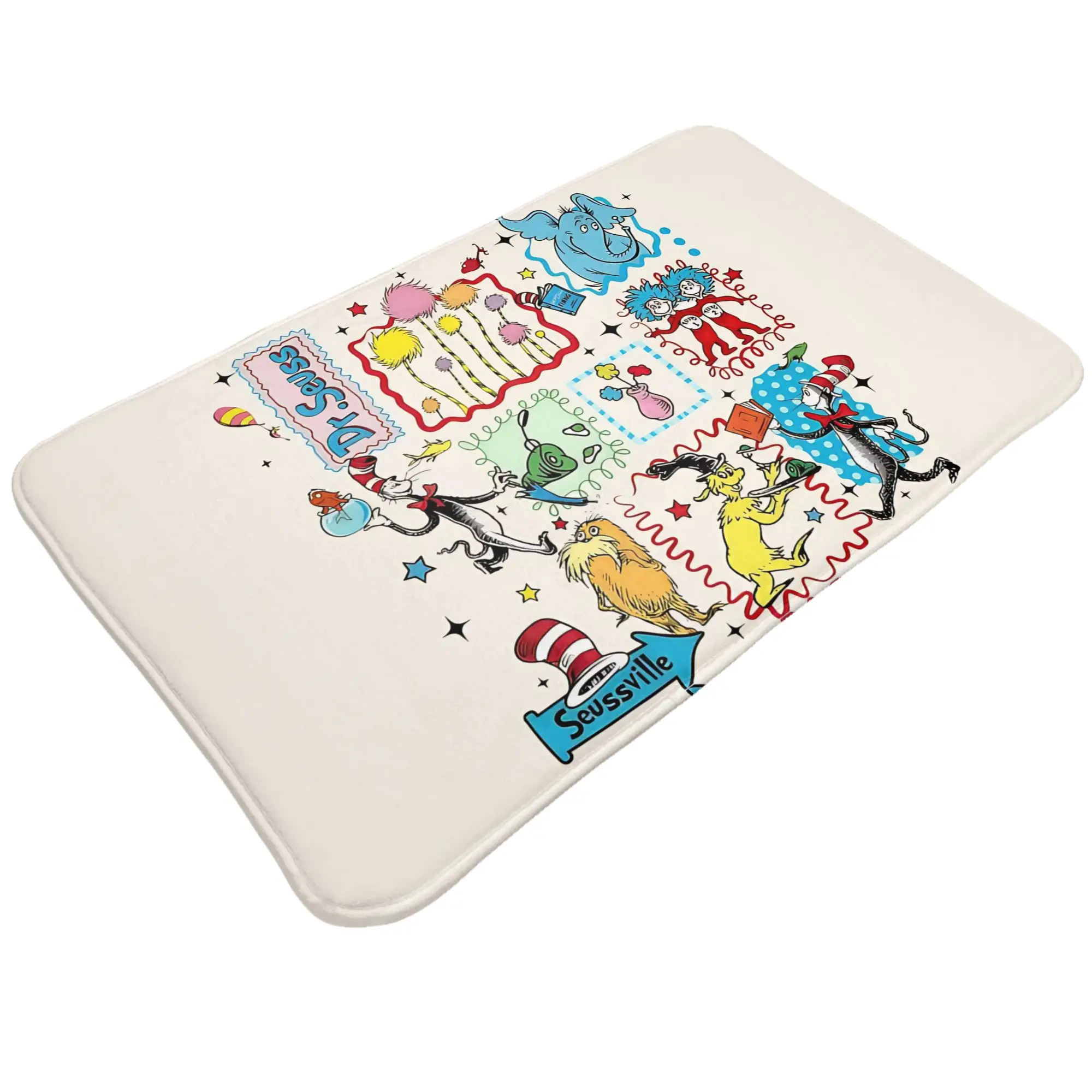 Storybook Character Collage Classic Decorations Bath Mat Dr. Seuss Thing Doormat Kitchen Carpet Balcony Rug Home Decoration
