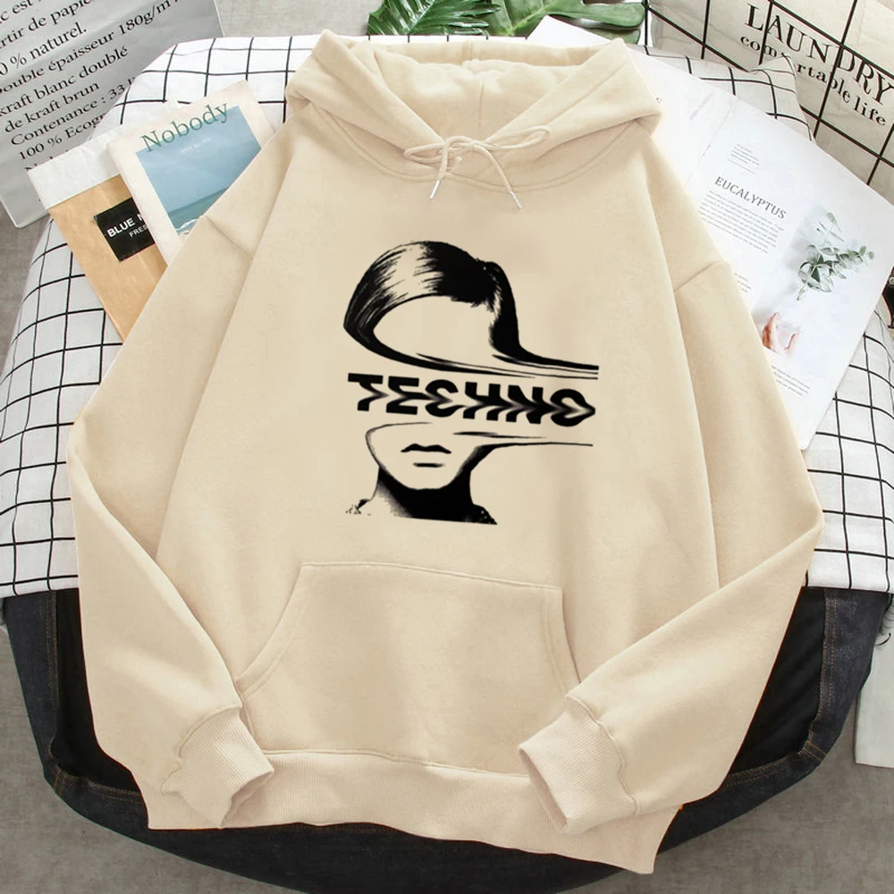 

Techno hoodies women long sleeve top sweat y2k vintage japanese clothes sweater women graphic sweatshirts