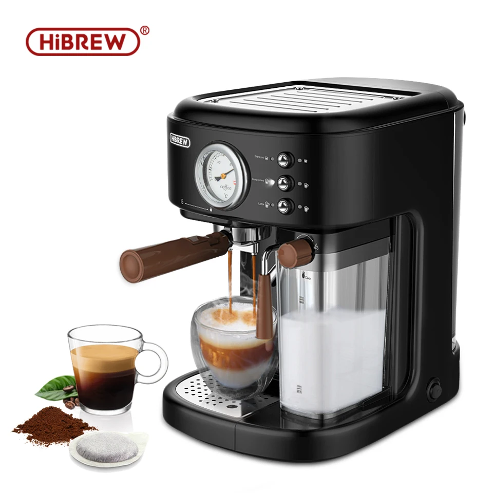 HiBREW Fully Automatic Espresso Cappuccino Latte 20Bar 3 in 1 Coffee Machine Automatic hot milk froth  ESE pod&Ground Coffee H8A