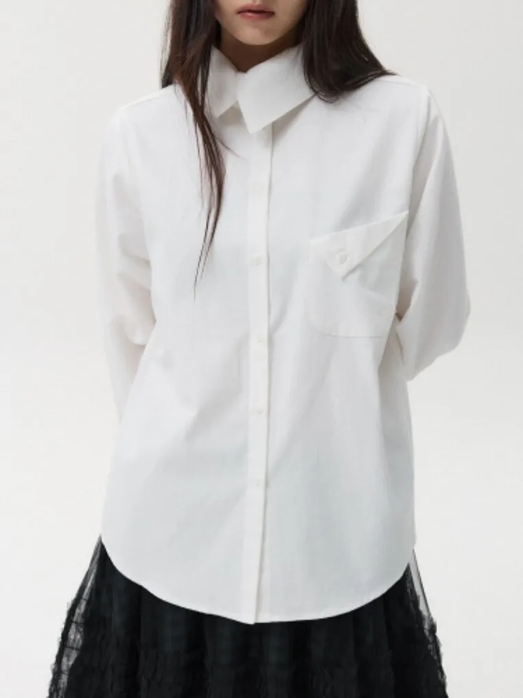 

Spring 2026 Loose Fit Long Sleeve Shirt Simple Design Casual Single Button Women's Cotton Slimming Shirt Daily Wear