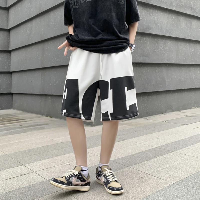 New Harajuku Street Wear Jogger Shorts Mens Fashion Hip Hop Skateboard Shorts Ins Summer Streetwear Elastic Waist Cargo Shorts