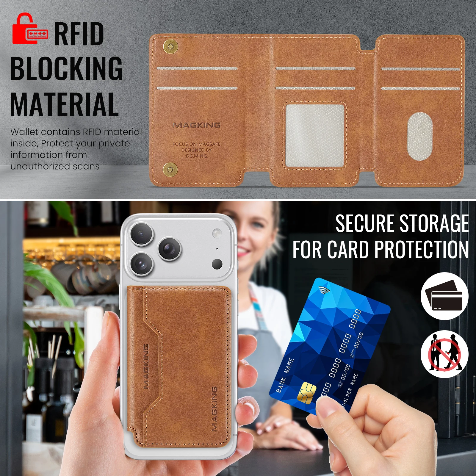 MagSafe Wallet RFID Blocking Magnetic Card Holder