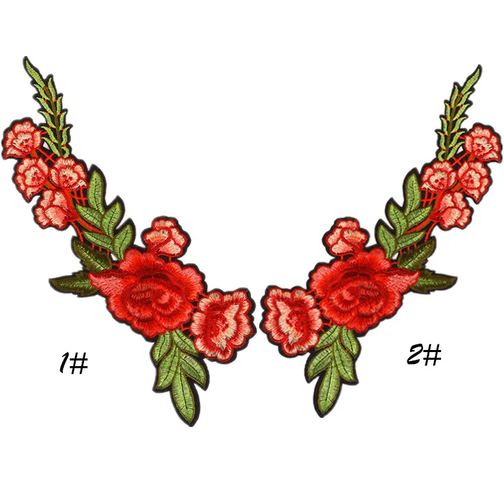 Big Sale Thermo Adhesive Embroidery Rose Peony Flower Patches for Clothes Iron on Clothing Dress Stripe Embroidered Sticker DIY