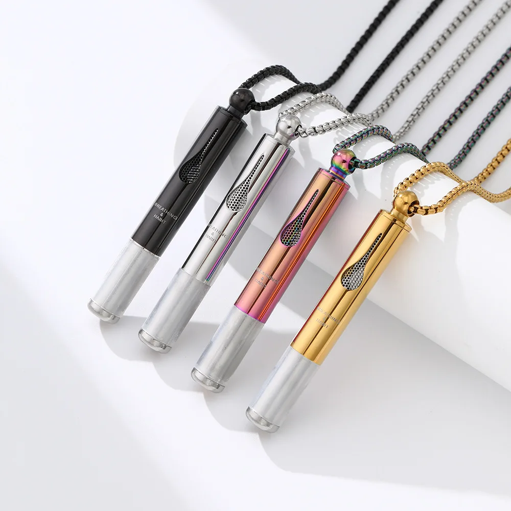 Water Droplet Music Healing Necklace 512 Hz Assisted Meditation Pendants Relieve Anxiety Titanium Steel Whistle