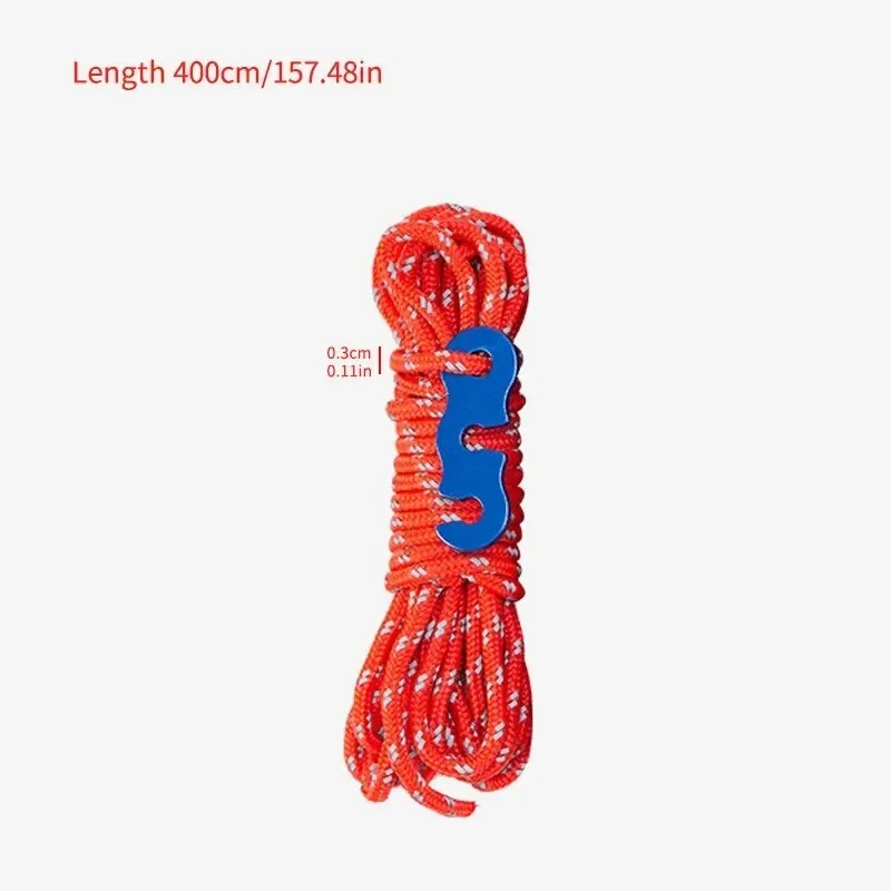4Pcs Outdoor Guy Lines Tent Cords Reflective Camping Rope with Aluminum Guylines Adjuster Tensioner Pouch for Tent Tarp Canopy