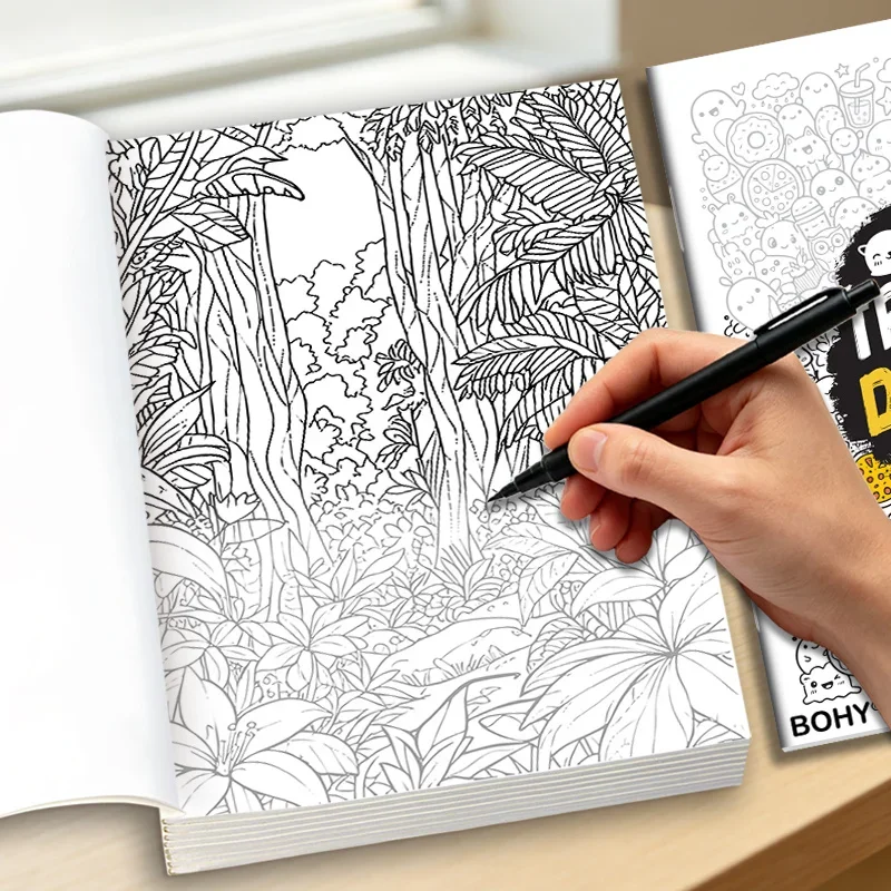 1 Healing Adult Tracing Coloring Book Pet Illustrations/ Succulent Plant/lotus Flower/forest Natural Landscapes and Other Themes